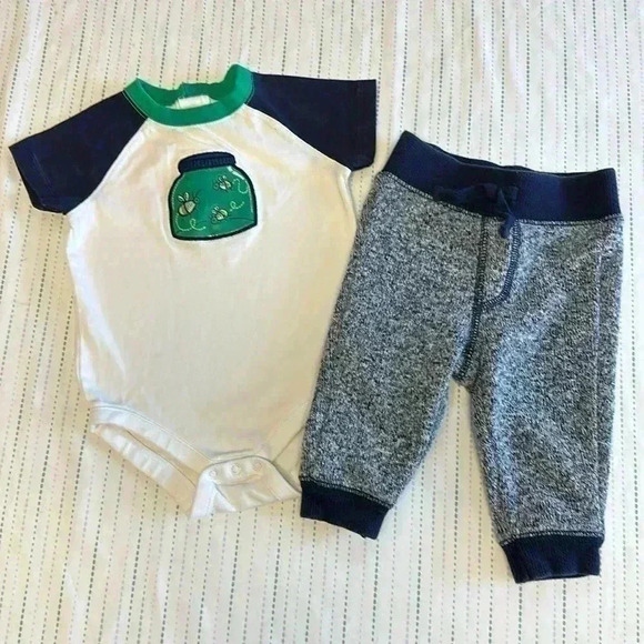 Gymboree - short sleeve onesie and joggers. Size 3 to 6  months - Picture 1 of 8